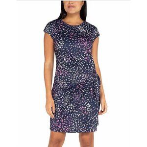 NICOLE MILLER WOMEN'S ABOVE KNEE KNOT ON SIDE DRESS (NAVY PINK, XX-Large)
